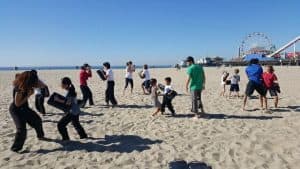 Kids Martial Arts class on Santa Monica beach