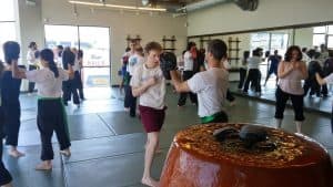 Striking mitts in adult Kung Fu class