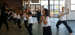 kids and parents' martial arts classes chudon block followed by heito