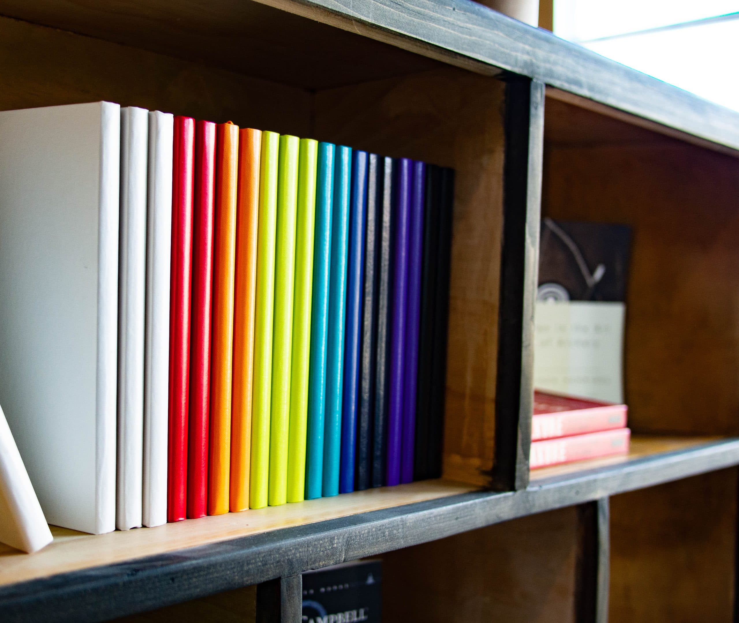 books lined up